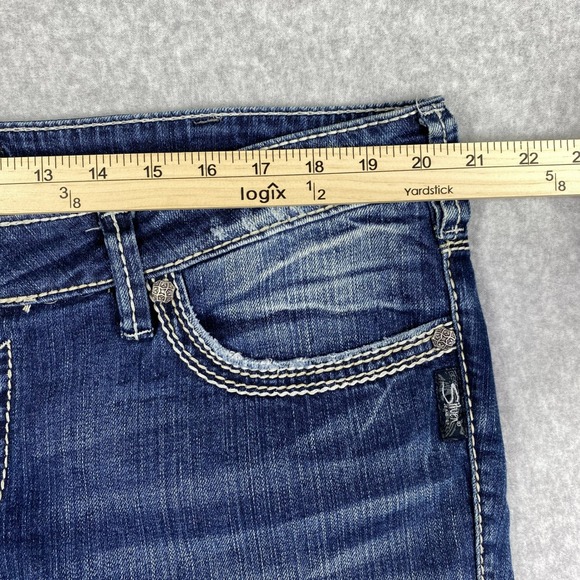 Silver Jeans Tuesday Mid Capri Women 28 Blue Stretch Embroidered W42114SJL405 - Picture 9 of 16